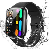 HOAIYO Smartwatch für Damen, 1,8 Zoll Smartwatch mit Herzfrequenz Schlafkalorien, IP68 wasserdichte Schwimmuhr für Android iOS Handy (uk-Schwarz, 1.8")