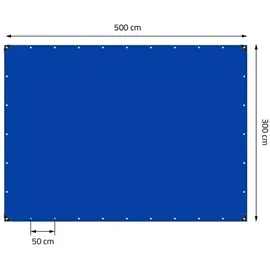 ECD Germany Abdeckplane mit Ösen 5x3 m 650 g/m2 mit 10 Haken, 3x5m 15m2, 650g/m2, aus PVC, Wasserdicht, Reißfest, - Blau