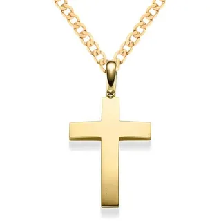HOPLO Kreuzanhänger Anhänger Kreuz 585 Gold mit Goldkette 5,0 mm 60 cm 585-14 Karat Gold, Made in Germany 60 cm Unisex