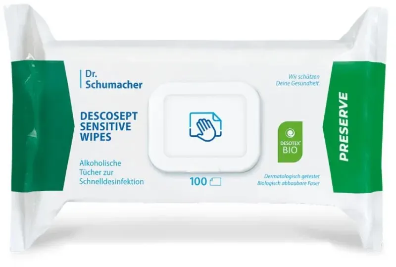 Dr. Schumacher Descosept Sensitive Wipes BIO Desinfektionslösung 100 St