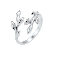 Elli Olivenblatt Zweig Natur 925 Silber Ringe   Damen 