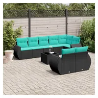 vidaXL Gartensofa-Set 9-tlg. Loungesofa schwarz