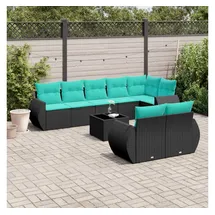 vidaXL Gartensofa-Set 9-tlg. Loungesofa schwarz