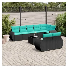 vidaXL Gartensofa-Set 9-tlg. Loungesofa schwarz