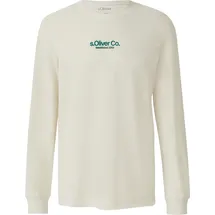 s.Oliver Longsleeve aus Baumwolle mit Rippbündchen und Logo - creme - 3XL