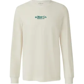 s.Oliver Longsleeve aus Baumwolle mit Rippbündchen und Logo - creme - 3XL