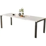 ENDO Möbel Endo-Moebel Esstisch Garant 130cm - 220cm Metall ausziehbar erweiterbar Metallgestell Küchentisch Weiß Hochglanz, Holzwerkstoff, Rechteckig,Rechteckig, 80x76x130 cm, Esszimmer, Tische, Esstische