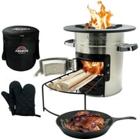 AREBOS Raketenofen inkl. Grillpfanne Dutch Oven BBQ Rocket Stove Camping-Ofen