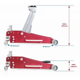 Primaster Rangierwagenheber Gummi 100-445 mm rot