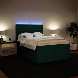 vidaXL Boxspringbett 140 x 200 cm Dunkelgrün