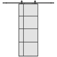 vidaXL Schiebetür Schiebetür mit Beschlag Schwarz 76x205 cm ESG-Glas schwarz