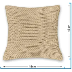 wometo Kissenbezug Strick 45x45 beige - Reißverschluss OEKO-TEX Dekokissen Sofakissen warme weiche Kissenhülle mit edlem und schlichtem Strickmuster