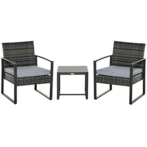Outsunny Rattan, Gartenmöbel mit Kissen Grau