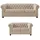 S-Style Chesterfield Polstergarnitur Samt 3-Sitzer + 2-Sitzer Beige