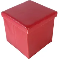 Echtwerk Sitzwürfel mit Stauraum Kunstleder 38 x 38 x 38 cm Rot
