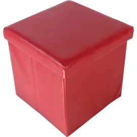 Echtwerk Sitzwürfel mit Stauraum Kunstleder 38 x 38 x 38 cm Rot