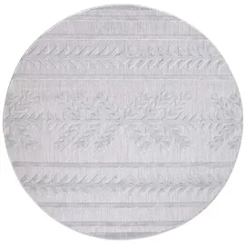 Carpet City In-& Outdoorteppich Santorini 411, 3D-Effekt, Boho-Optik", grau, H:5mm Ø:200cm, Polypropylen, Teppiche, Teppich, Wetterfest - UV-beständig für Terrasse, Flur,