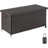 Tectake Auflagenbox Kiruna mit Kunststoffgeflecht, 120x55x61,5cm, 270l - braun