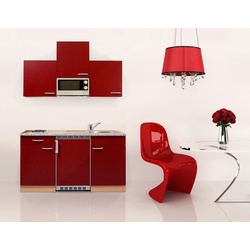 Küchenzeile mit Geräte Rot/Steinoptik B: ca. 150 cm