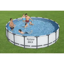 BESTWAY Steel Pro Max Frame Pool Set 549 x 122 cm lichtgrau inkl. Filterpumpe
