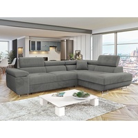 MIRJAN24 Ecksofa Torezio, mit Bettkasten und Schlaffunktion, Einstellbare Kopfstützen, 274x203x70-90 cm grau