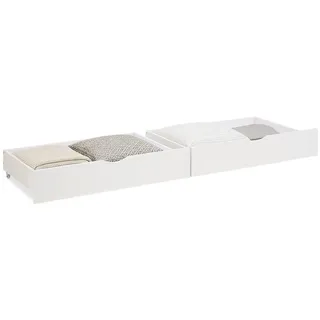 Homestyle4u Bettschubkasten, Weiß Holz Schlafzimmer, Betten, Bettkasten