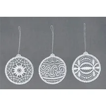 Stickereien Plauen Dekohänger STICKEREIEN PLAUEN "Weihnachtskugeln" Gr. 1, weiß, B:7cm H:7cm, Polyester, Dekohänger, Baumbehang "Weihnachtskugeln", bestickt