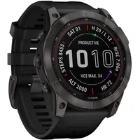 Garmin fenix 7X Sapphire Solar schiefergraues DLC-Titan mit schwarzem Armband