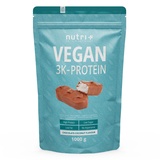 Nutri + Proteinpulver Vegan Schoko Kokos 1 kg - 3k Eiweißshake - Veganes Eiweißpulver - Schokolade Kokosnuss Protein Chocolate Coconut 1000 g Pulver