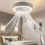 Deckenventilator mit Licht, Deckenventilator mit Beleuchtung LED-Licht, 22'' Runde Kronleuchter Deckenventilator, Silent Fan Deckenleuchte, unsichtbare Fan Deckenleuchte mit Fernbedienung. (Grau)