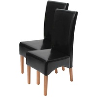 Mendler 2er-Set Esszimmerstuhl Küchenstuhl Stuhl Latina, LEDER ~ schwarz, helle Beine