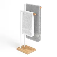 Relaxdays Handtuchhalter stehend, Handtuchständer mit 2 Stangen, für Hand-