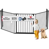 BabyDan Galten XL, 90-278 cm, Kaminzaun/Treppengitter/Raumteiler/Kaminumrandung, Schwarz, Hergestellt in Dänemark - Kinderschutzgitter/Sicherheitsgitter (Haustiergitter/Hundegitter/Hundespielgehege)