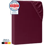 AM Qualitätsmatratzen Spannbettlaken Baumwolle-Jersey 200 x 190 cm Bordeaux
