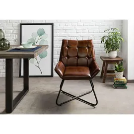Massivmoebel24 Polsterstuhl Leder braun