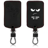 kwmobile Autoschlüssel Hülle kompatibel mit Renault 4-Tasten Autoschlüssel Karte (nur Keyless Go) - Kunstleder Schutzhülle Schlüsselhülle Don't Touch My Key Weiß Schwarz