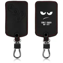 kwmobile Autoschlüssel Hülle kompatibel mit Renault 4-Tasten Autoschlüssel Karte (nur Keyless Go) - Kunstleder Schutzhülle Schlüsselhülle Don't Touch My Key Weiß Schwarz