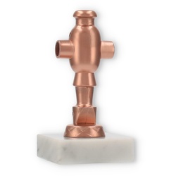 Pokal Metallfigur Fußball Tischkicker bronze auf weißem Marmorsockel 12,5cm