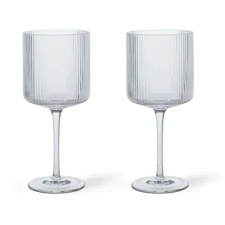 Ferm Living - Ripple Rotweinglas, klar (2er-Set)