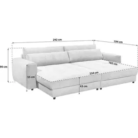 ed exciting design Big-Sofa Cord 2-Sitzer Grau