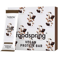 foodspring Veganer Protein Riegel, 12 x 60g, Schokolade Mandel, Rein pflanzlicher Protein Bar ohne künstliche Aromen, wenig Zucker und hoher Proteingehalt
