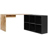 mokebo Eckschreibtisch, Eiche, Schwarz, Holzwerkstoff, 145x77x65 cm, Arbeitszimmer, Schreibtische, Eckschreibtische