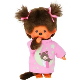 Sekiguchi Monchhichi Mädchen, Glow in the Dark Elementen und Zöpfen mit Schleifen, ca. 20 cm