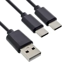 InLine USB 2in1 Y-Ladekabel, 1x USB-A Stecker an 2x USB-C Stecker, schwarz 0,5m