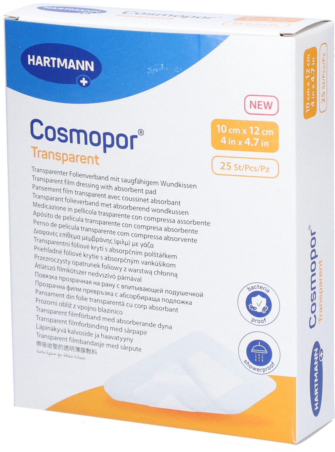 Hartmann Cosmopor® Transparent Transparenter Verband mit Kompresse 10 x 12 cm