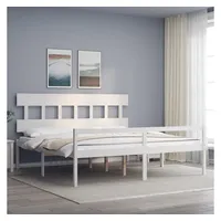 vidaXL Bett Seniorenbett mit Kopfteil 200x200 cm Weiß Massivholz weiß 200 cm x 200 cm