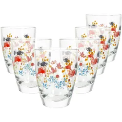 6x Marie Trinkgläser 220ml H10,5cm Saft-Gläser Limo-Glas Wasser Softdrink Blumen