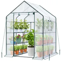Ohuhu Gewächshaus Foliengewächshaus 3 Tiers 12 Regale | Winterfest & Stabil | Tomatengewächshaus für Pflanzen mit PE-Abdeckung | Tomatenhaus für Garten 145x145x195 cm Weiß