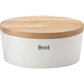 Continenta Brottopf mit Holzdeckel oval 30 cm weiß