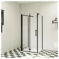 duschspa Komplettdusche U-Form Duschkabine Duschtür Falttür Scharniertür Nano Glas Dusche, BxT: 80x90 cm, Einscheibensicherheitsglas, Sicherheitsglas, Set, ebenerdiger Einbau möglich 80 cm x 90 cm